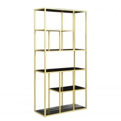 Jack & Alice Étagère Nooble I - Manguier massif / Métal - Manguier noir / Doré