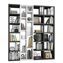 Loftscape Étagères Emporior XIX - Imitation chêne marron-noir / Blanc brillant