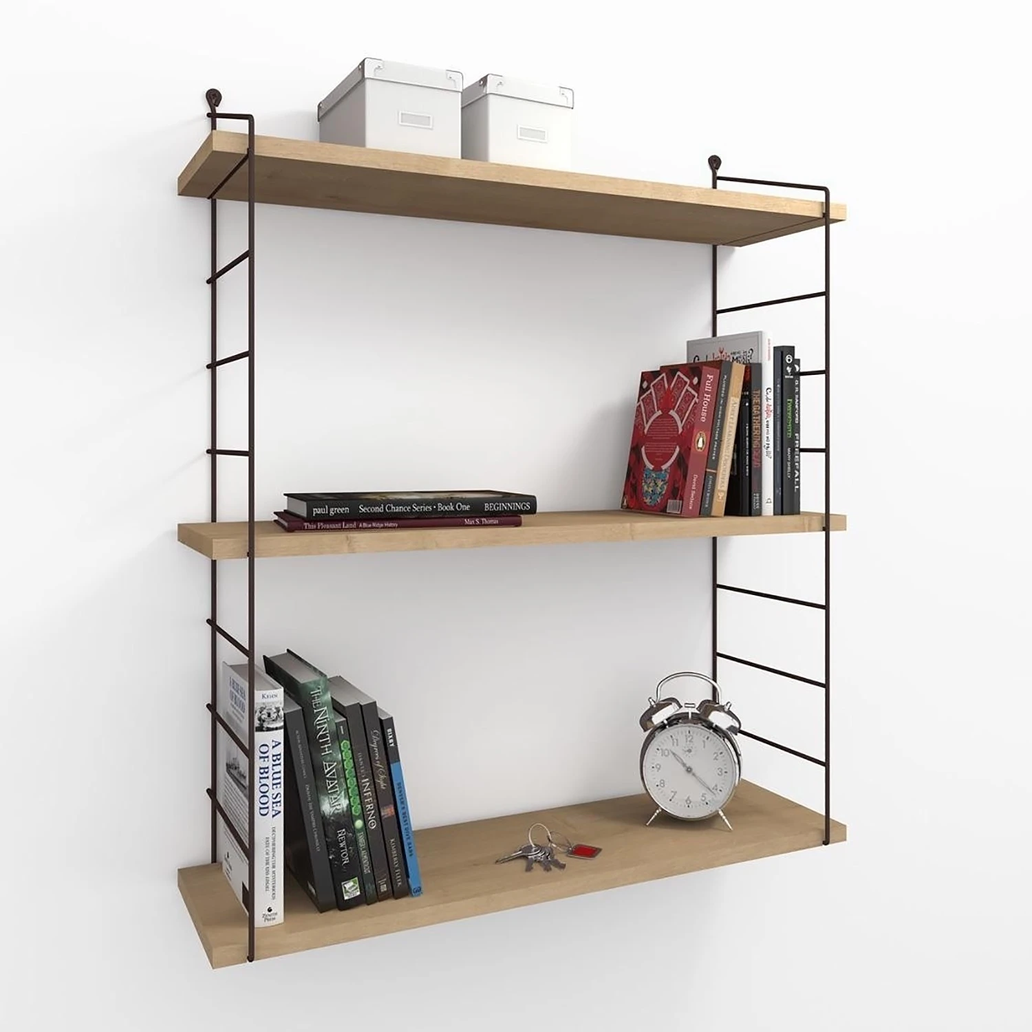 Red Living Étagère murale lPico - Métal - Imitation chêne / Noir – Image 2