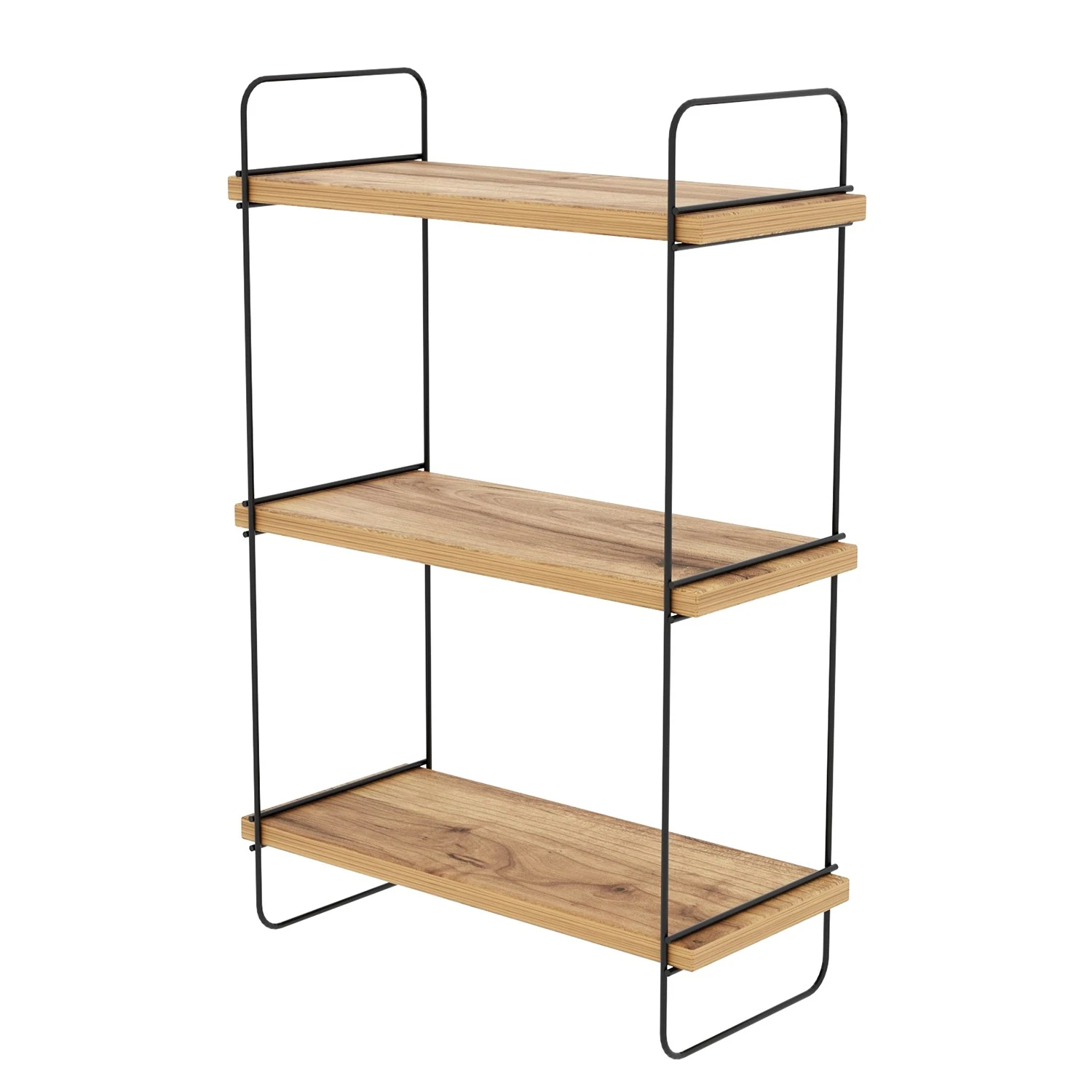 Red Living Étagère murale Papasan - Métal - Imitation chêne / Noir