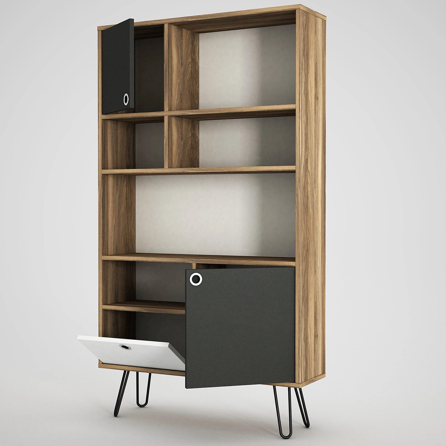 Loftscape Étagère Kerrang - Imitation noyer / Anthracite / Blanc – Image 5