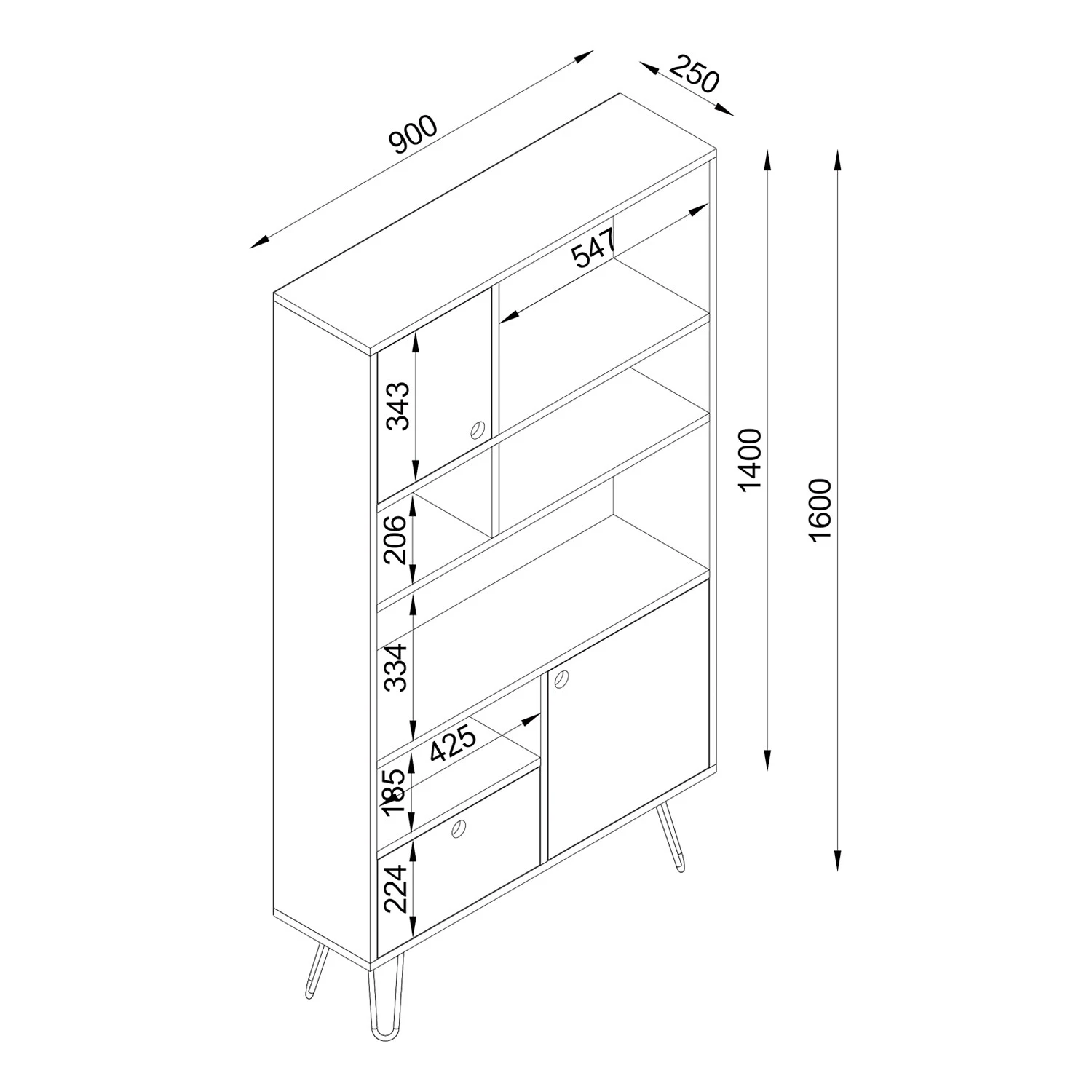 Loftscape Étagère Kerrang - Imitation noyer / Anthracite / Blanc – Image 6