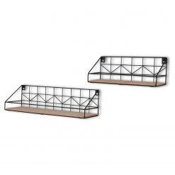 Loftscape Étagères murales Fluffy (lot de 2) - Métal - Noir / Imitation chêne