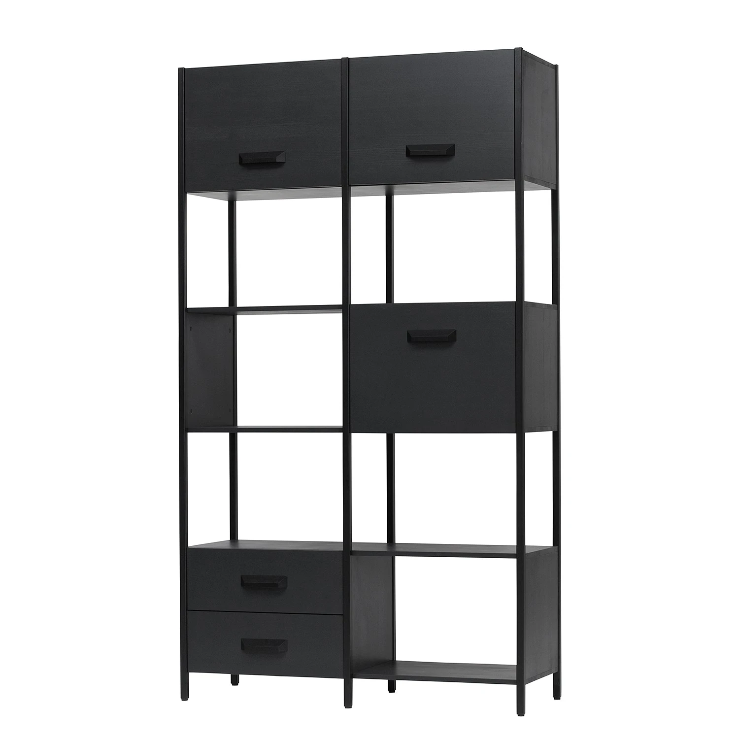 Red Living Étagère Sarhua - Pin massif / Métal - Pin noir / Noir