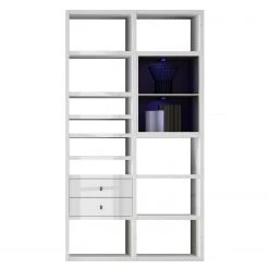 Loftscape Etagère Emporior II - Blanc brillant / Noir - Avec éclairage