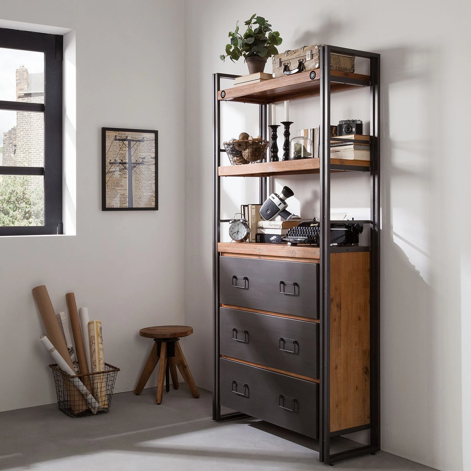 Ars manufacti Étagère Manchester VI - Anthracite / Imitation acacia – Image 2