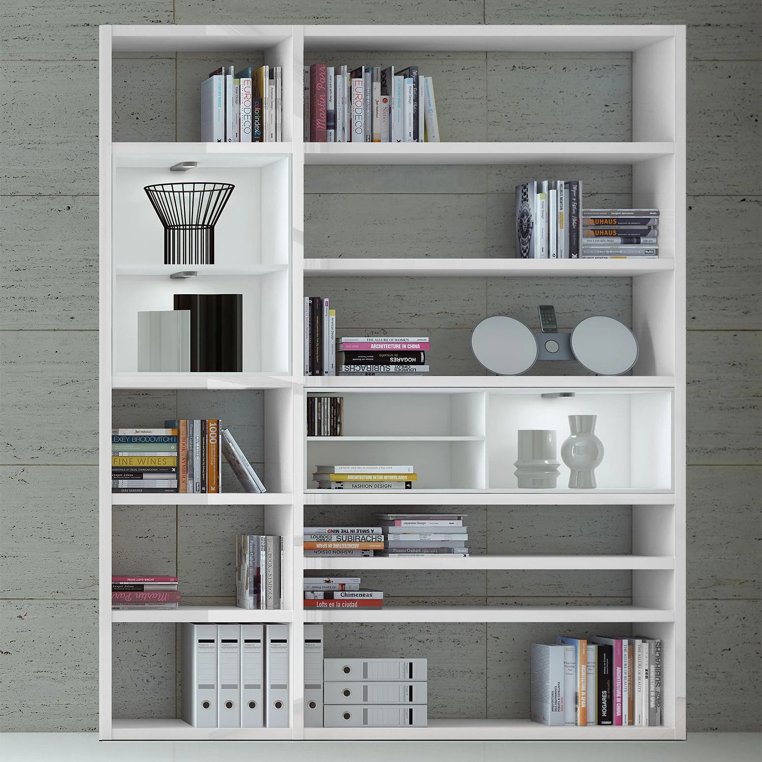 Loftscape Etagère Emporior II.B - Blanc brillant / Blanc - Avec éclairage – Image 2