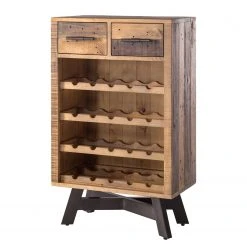 Ars manufacti Étagère à vin Tamati - Pin ancien / Métal - Pin foncé / Noir