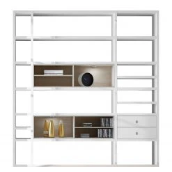 Loftscape Etagère XL Emporior II - Blanc brillant / Imitation chêne de Sonoma - Avec éclairage