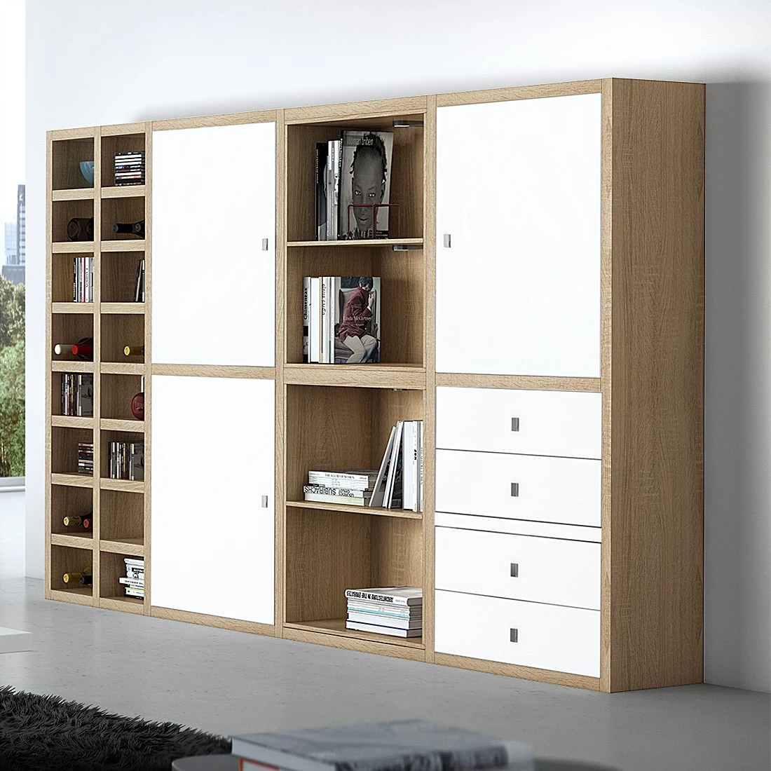 Loftscape Mur d'étagères XL IX.C - Blanc / Imitation chêne – Image 2