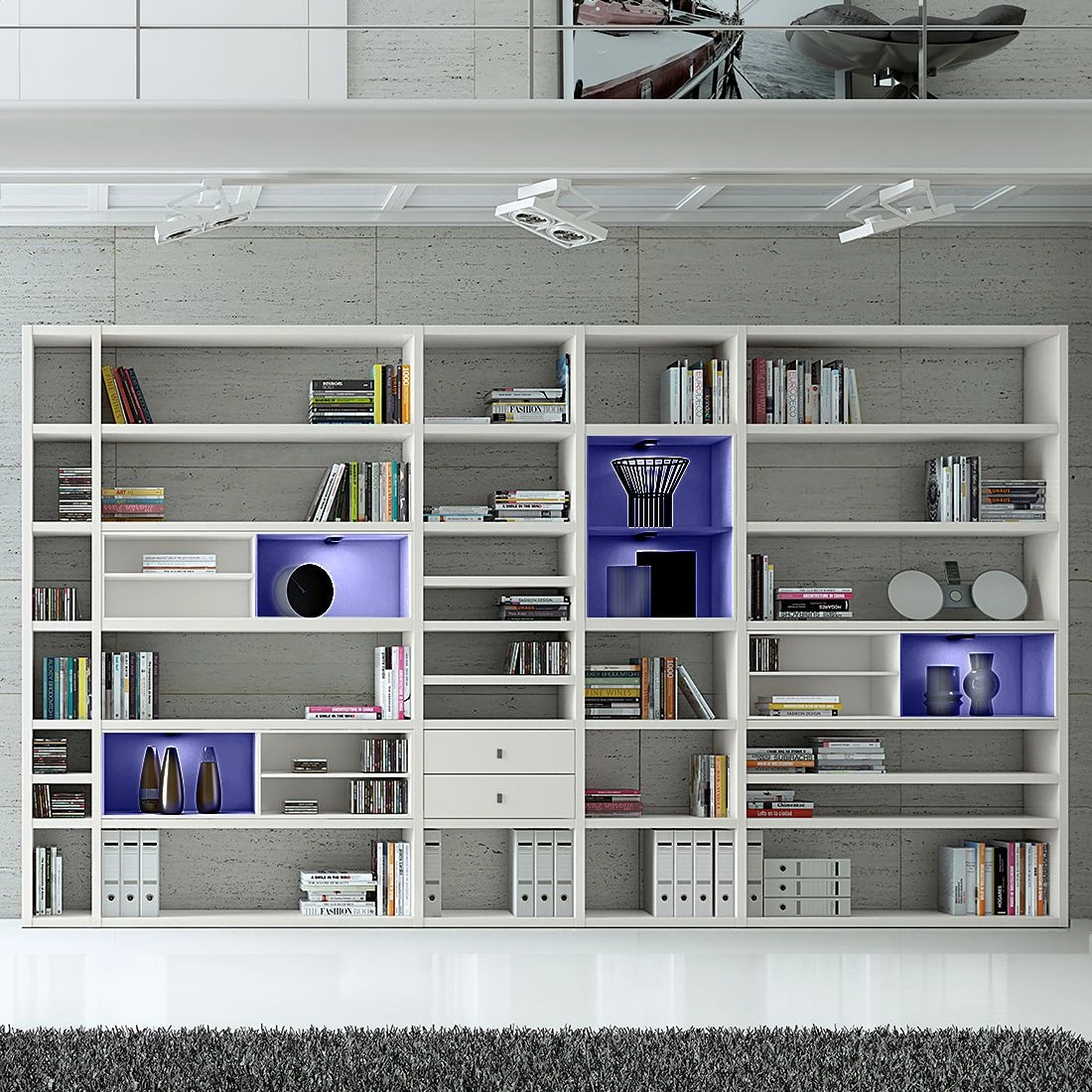 Loftscape Etagère XXL Emporior II - Blanc crème - Avec éclairage – Image 3