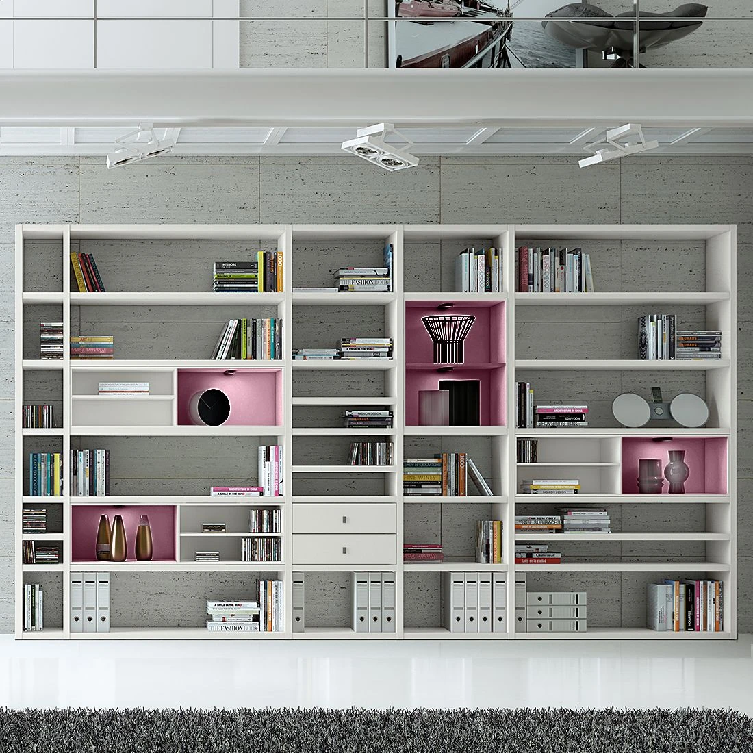 Loftscape Etagère XXL Emporior II - Blanc crème - Avec éclairage – Image 2