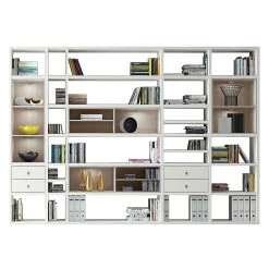 Loftscape Etagère XXL Emporior III - Blanc / Imitation chêne de Sonoma - Avec éclairage